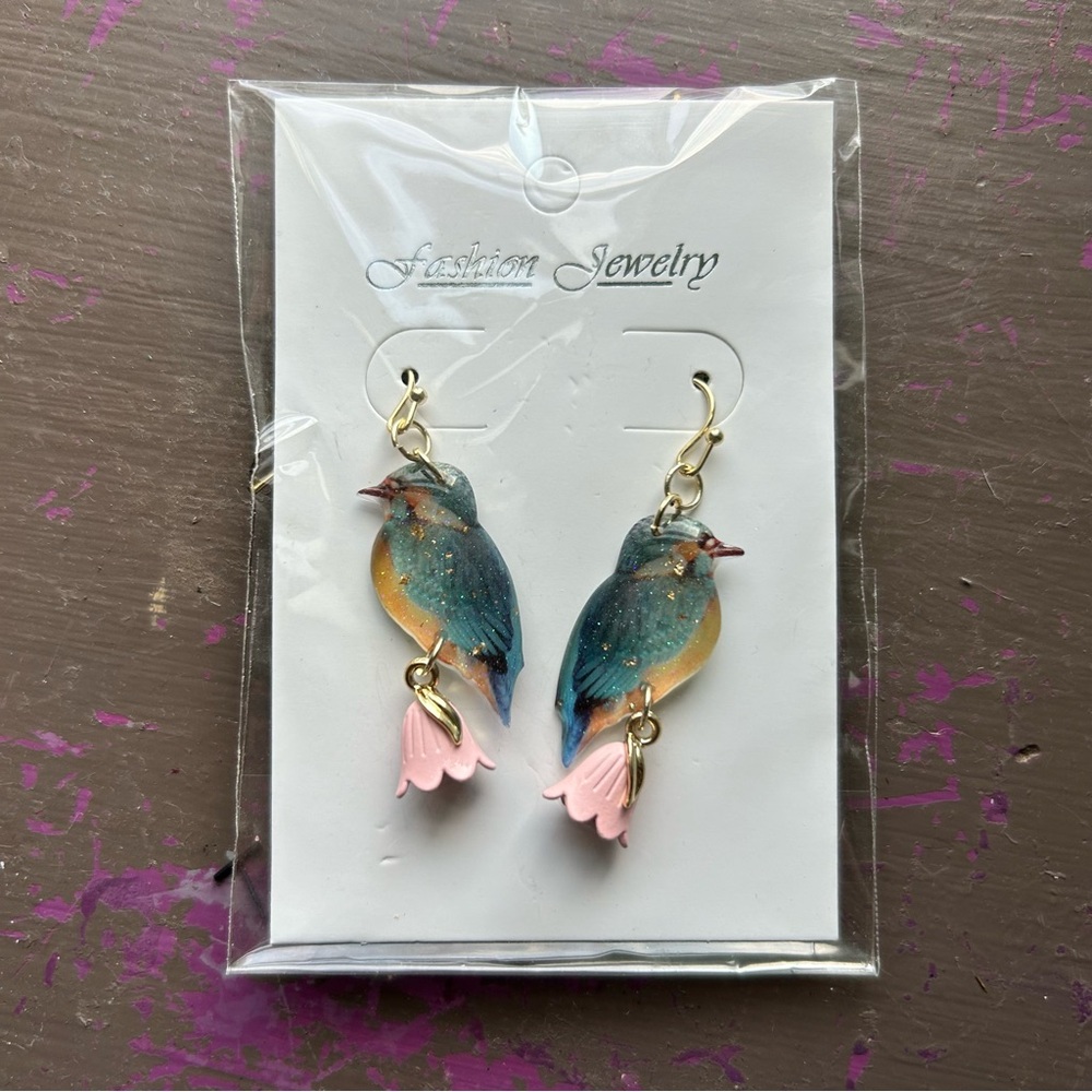 blue bird earrings